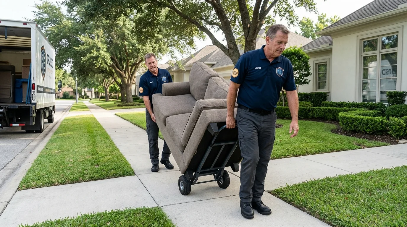 Local residential moving crew loading furniture in Springfield, IL
